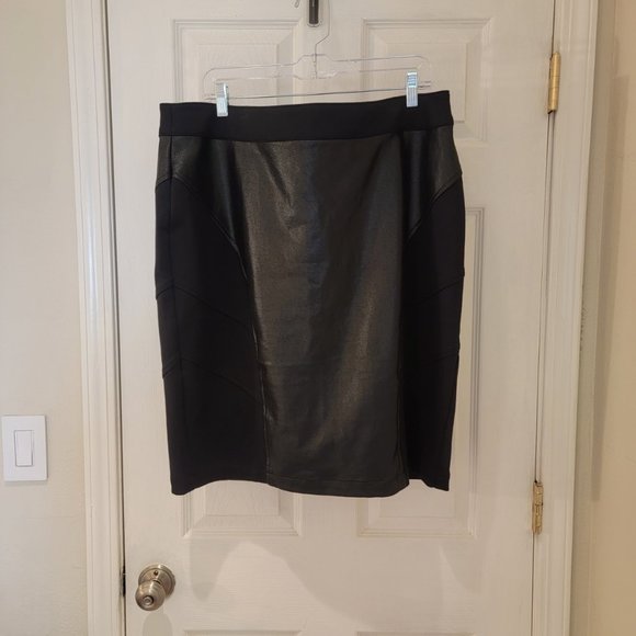 Lane Bryant Dresses & Skirts - NWT Lane Bryant Faux Leather Panel Skirt Size 20 Black Soft Stretch Vegan $59.95